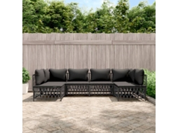 Vidaxl 6 Pcs Conjunto Lounge De Jardim Com Almofadões Aço Antracite