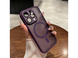 Capa Fosca Roxa Escura Para Iphone 17 Pro Com Fixação Magnética E Protetor De Lente.