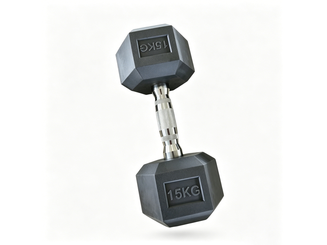 Halter Hexagonal De 15 Kg Com Pega Antiderrapante E Revestimento Resistente Para Fitness E Musculação Default Title