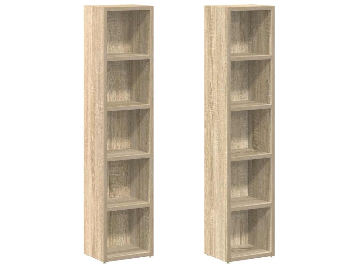Conjunto 2 Armário para cd VIDAXL Marrom Madeira processada (21x16x93.5 cm)