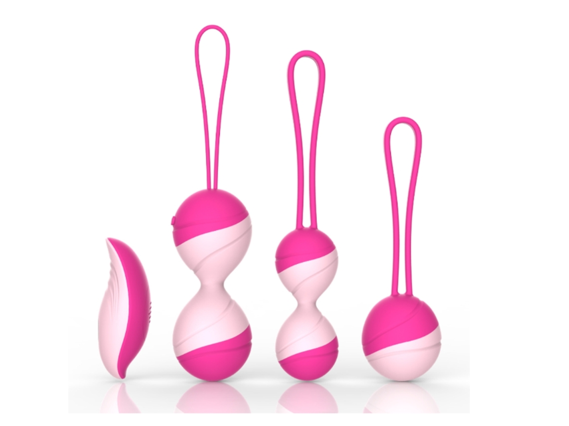 Massageador de controle remoto sem fio de silicone, 10 frequências, recarregável por USB, exercitador de assoalho pélvico, rosa