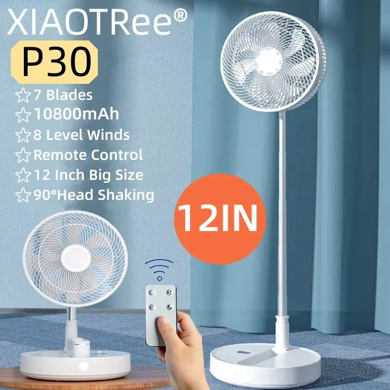 Ventilador Telescópico MDUG de 12 polegadas, 10800mah, para camping