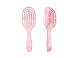 Escova de Cabelo Oval Portátil com Massagem Elástica Suave e Oca MDUG (rosa)