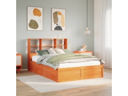 Cama Sem Colchão 140x200 Cm Madeira Pinho Maciça Castanho-mel