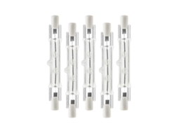 Kit com 5 lâmpadas halógenas lineares Rebe R7s de 118 mm, 300 W, 230 V, dimerizáveis, para trabalhos de construção e iluminação transparente.