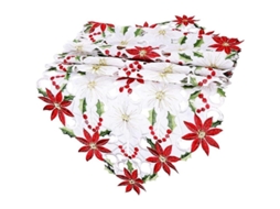 Runner de Mesa Nova Line em Bordado de Natal, para Decoração de Mesa