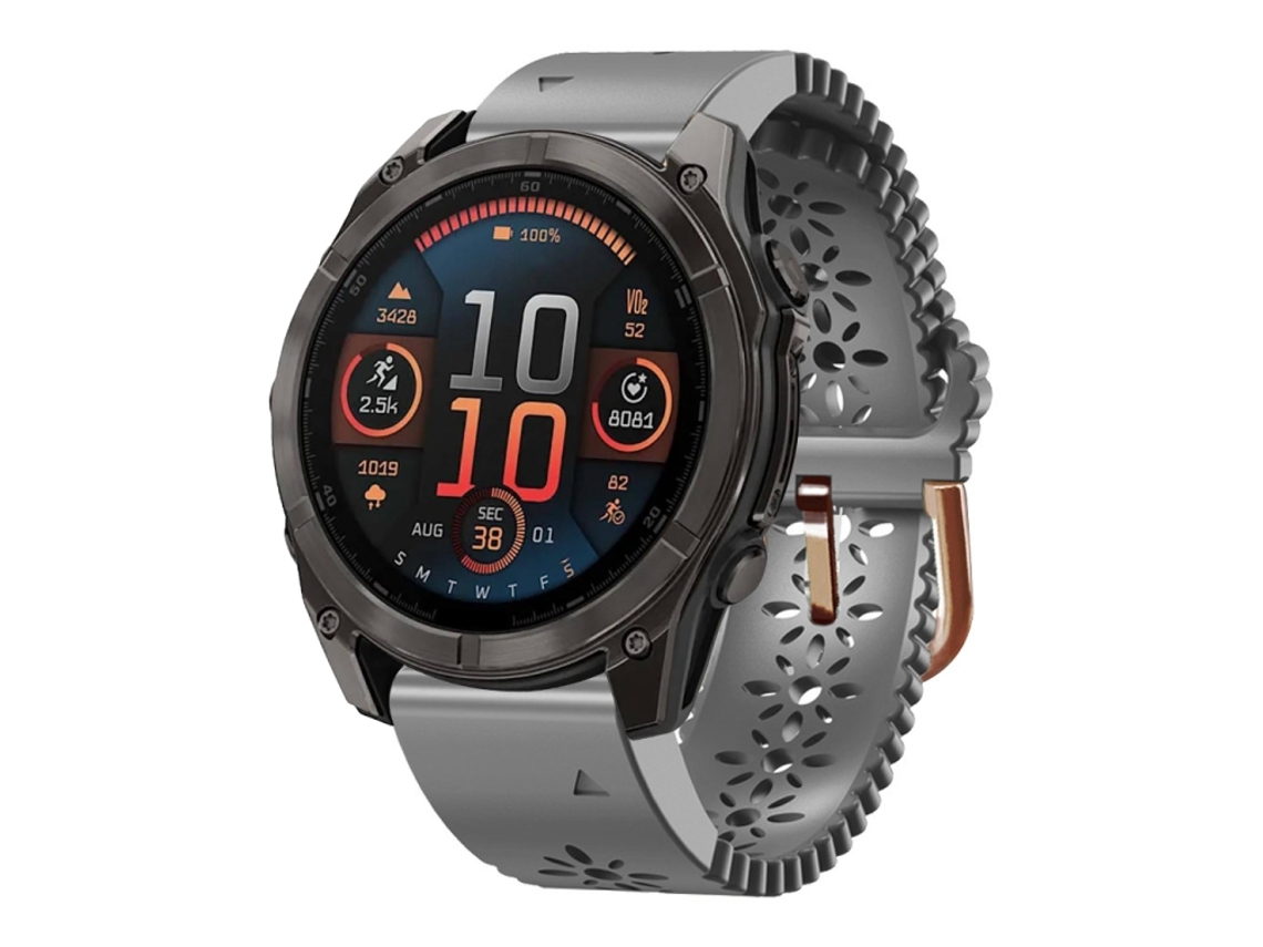 Bracelete para Garmin Fenix 8 AMOLED silicone renda respirável cinza XIAOMOYU (43mm)