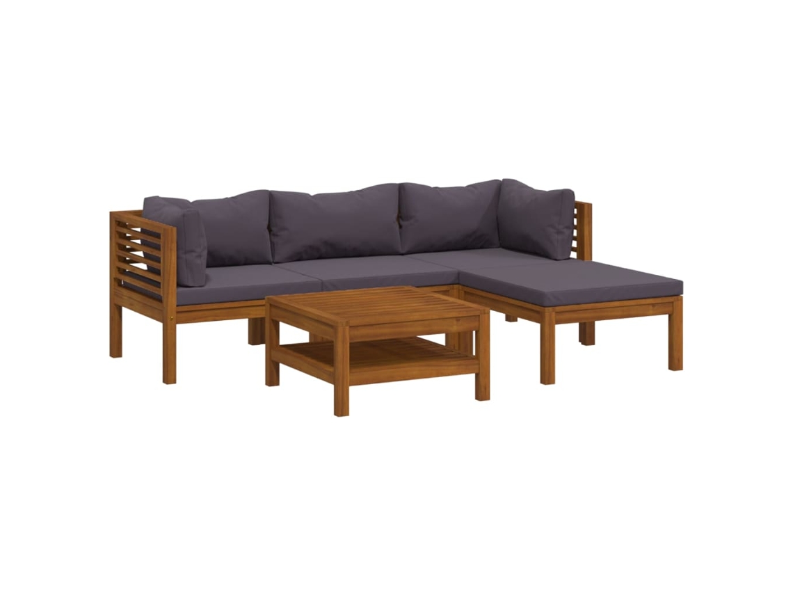 Maison Exclusive - 5 Pcs Conjunto Lounge De Jardim C/ Almofadões Acácia Maciça