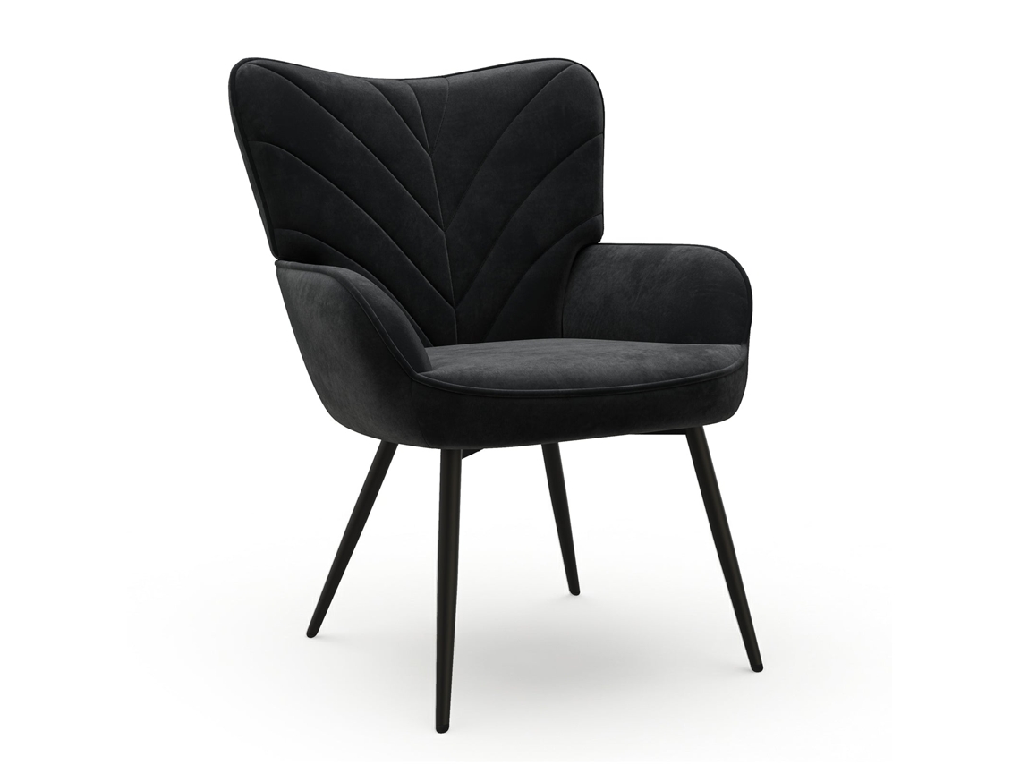 Smartue Cadeira Moderna Com Estampado De Hojas – Design Simples E Natural, Versátil Para Sala De Estar E Escritório, Preto