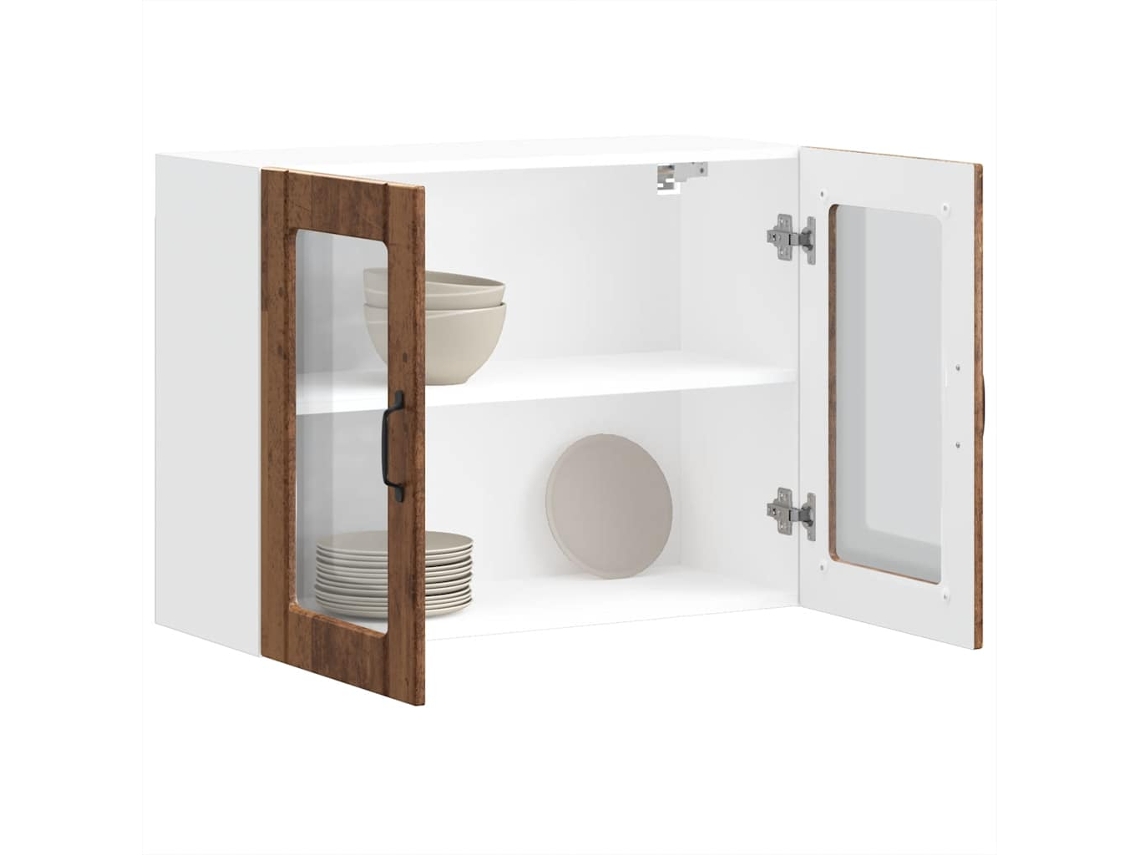 Vidaxl Armário De Parede De Cozinha Porta Vidro Lucca Madeira Velha