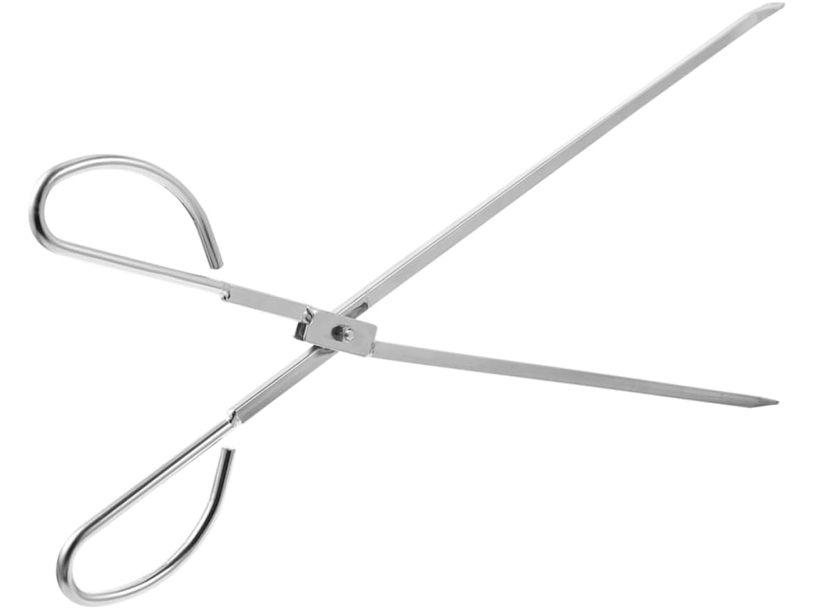 Pinça Longa Para Churrasco Em Aço Inoxidável, Prateada, Resistente E À Prova De Calor, Ideal Para Camping E Churrascos