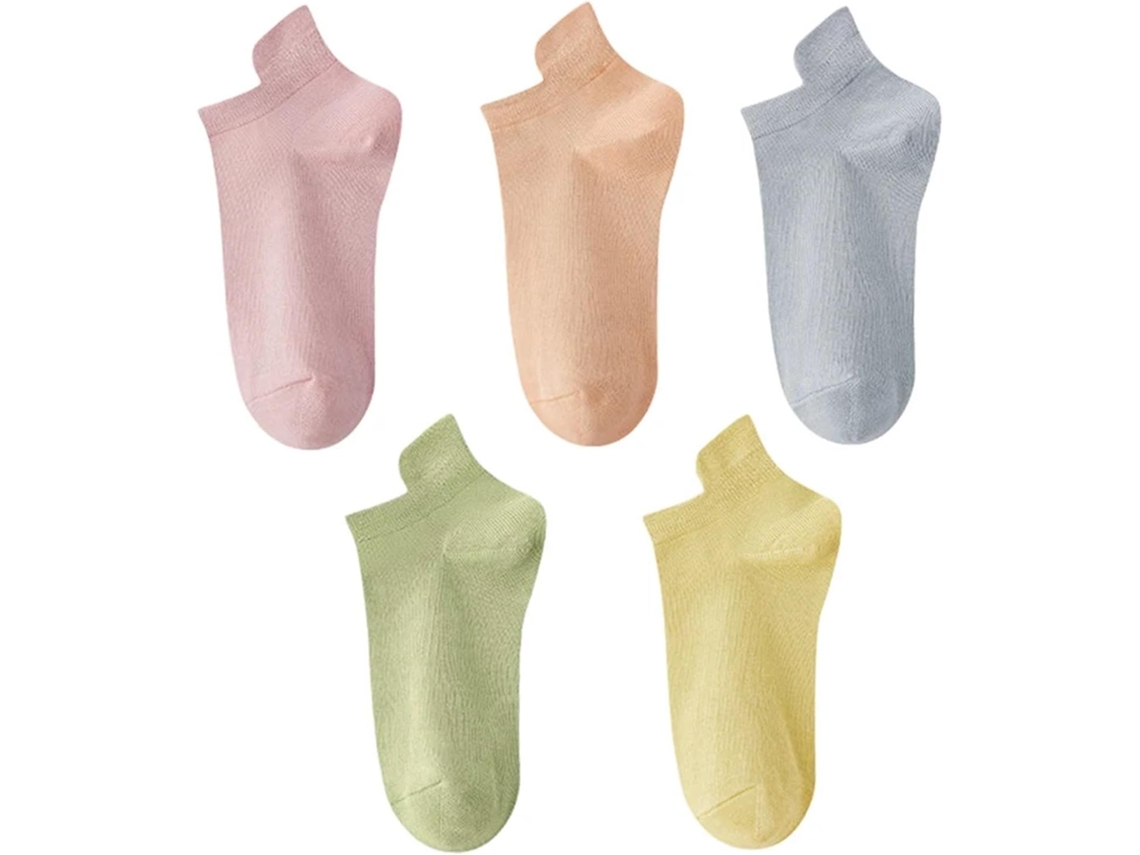 Conjunto De 10 Pares Meias Femininas Casuais Respiráveis Cano Curto, Finas E Elásticas, De Algodão, Para O Verão, Ideais