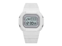 Relógio Esportivo Digital Masculino À Prova D'água, Multifuncional, Com Pulseira De Silicone (branco).
