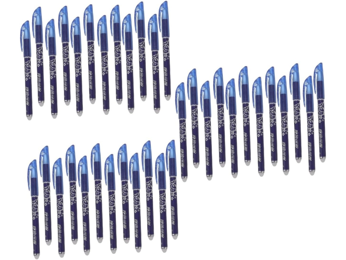 Conjunto De 36 Canetas Ergonômicas Apagáveis Com Tinta Azul Para