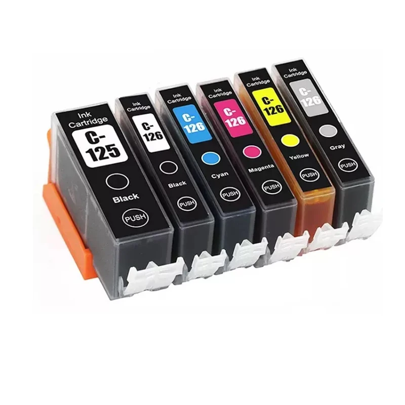 Conjunto de 6 Cores Pgi 125 Cli 126 Pgi125 Cli126 para Canon Ip4810 Ip4910 Mg5210 Mg5310 Mg6110 Mg6210 Ix6510 MDUG