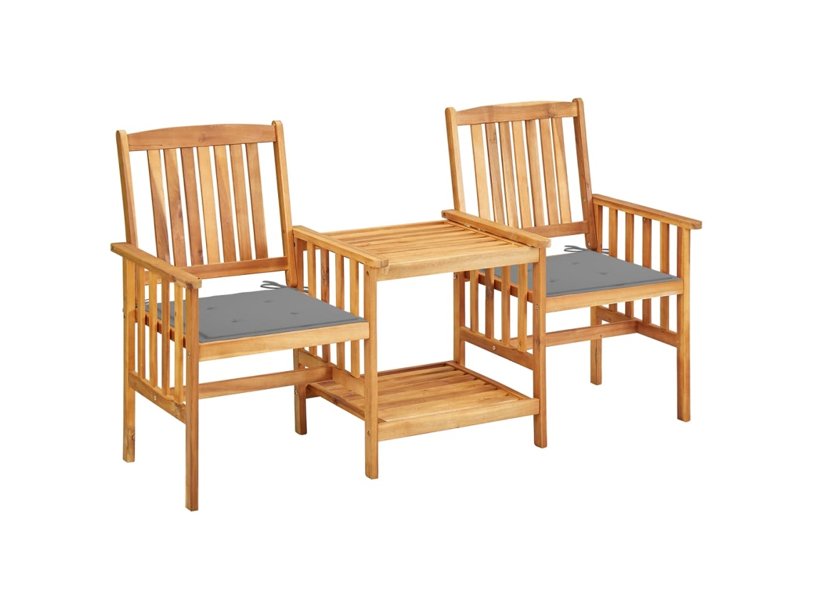 Cadeiras De Jardim C/ Mesa De Centro E Almofadões Acácia Maciça Dkd Home Decor