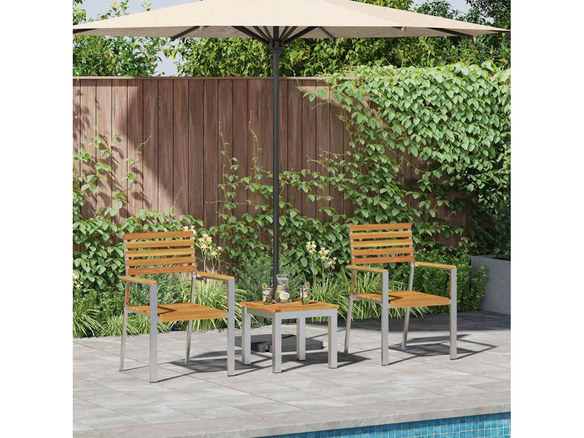 Vidaxl Conjunto De Jantar Para Jardim 3 Pcs Castanho