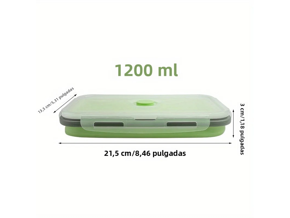Recipiente Dobrável De Silicone Para Alimentos (1200 Ml), Próprio Para Micro-ondas.