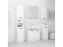Vidaxl 5pcs Conj. Armários Casa De Banho Madeira Processada Branco