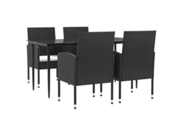 Conjunto de Jantar para Jardim Vime Pe e Aço Preto VIDAXL 5 Un