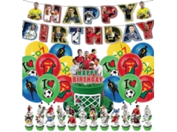 Decoração De Festa Com Bandeira Aniversário Do Cristiano Ronaldo, Conjunto Balões E Faixa Ronaldo P(bt)