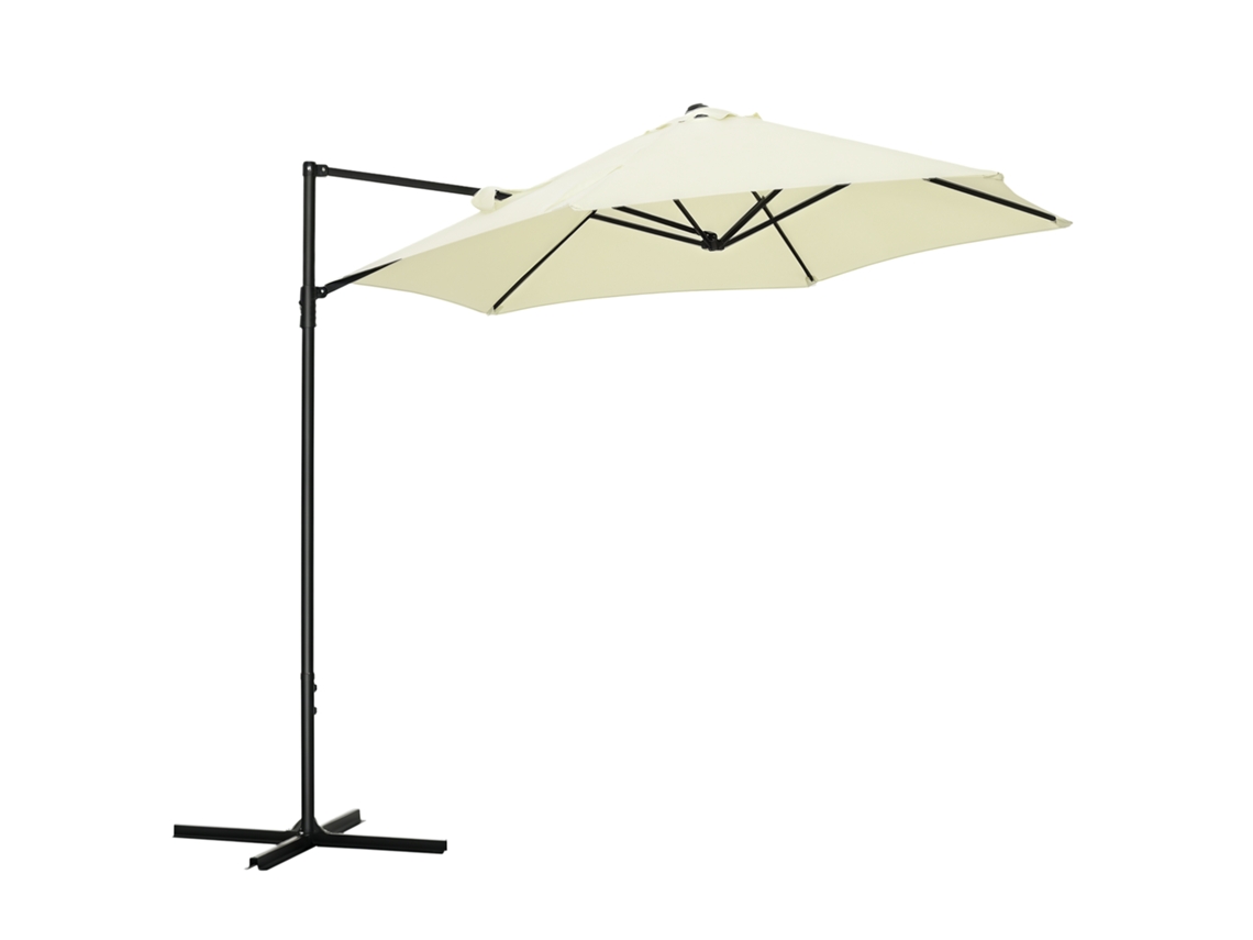 Guarda sol de Jardim Cantilever de 2,6 X 2,5 M com Rotação de 360° e Manivela, Bege. CHEZMOI