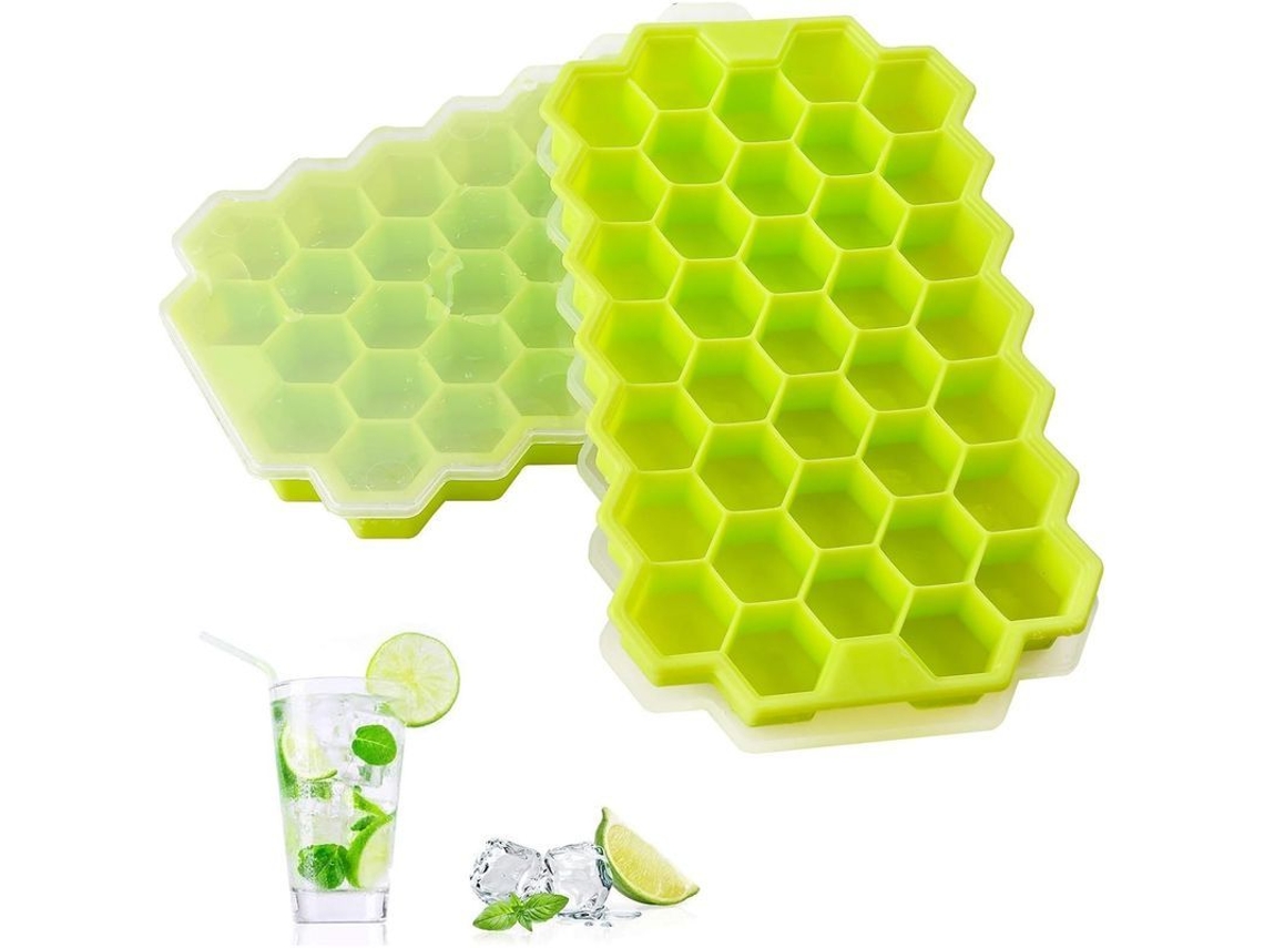 2 Moldes De Gelo De Silicone Com Tampa Selada, 74 Cubos, Sem Bpa, Flexível, Material De Grau Alimentar