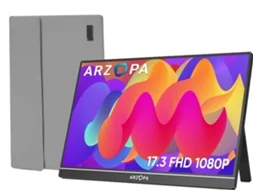 Monitor portátil LED IPS Full HD Arzopa A1m de 17,3" com USB-C e bolsa de armazenamento