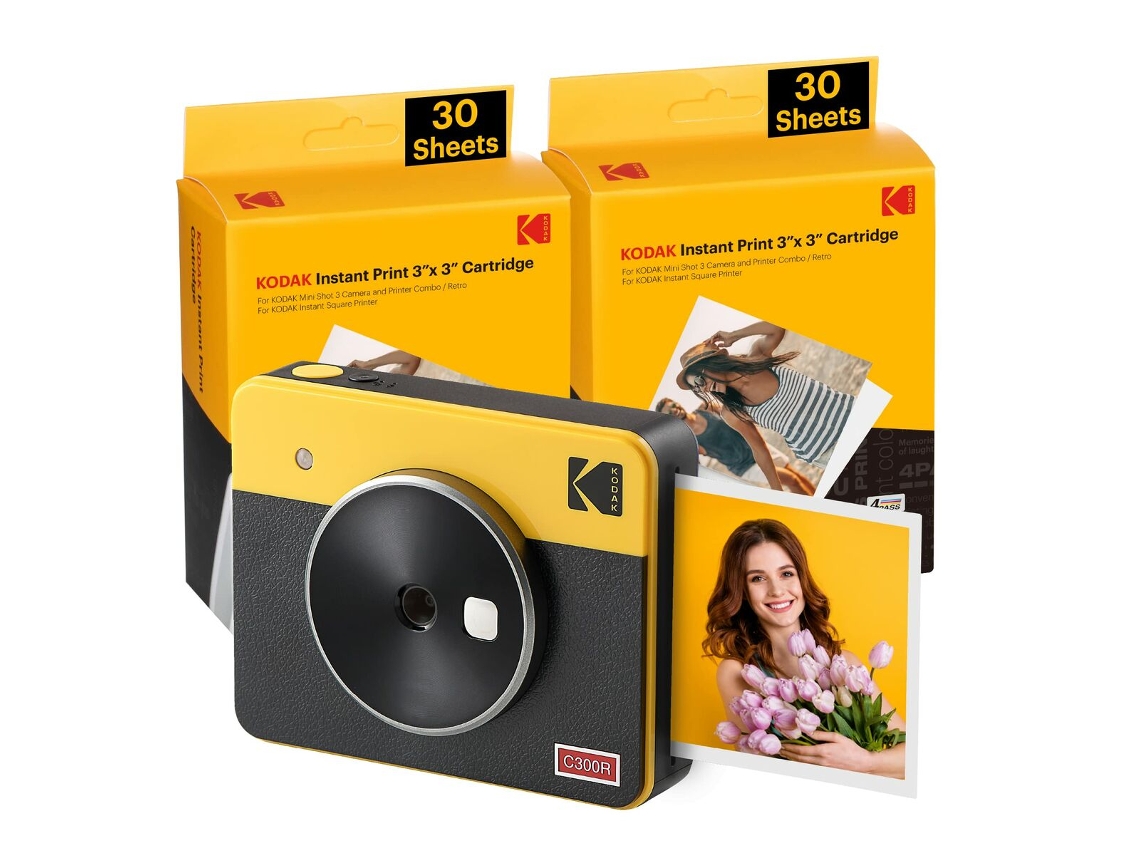 Máquina Fotográfica Instantânea KODAK Mini Shot 3 Retro C300Ry60 Amarelo