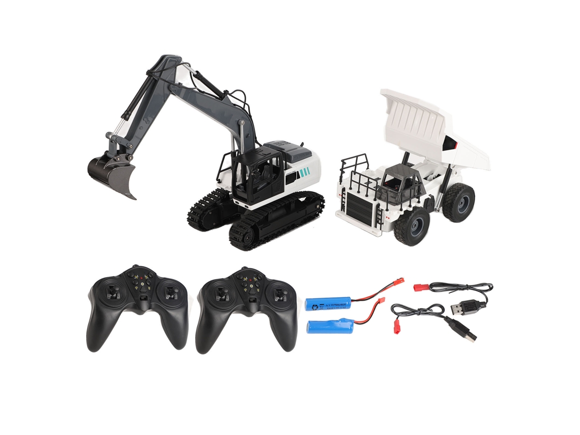 Brinquedo Excavadora Rc Recarregável Com Pá De Metal Luzes Trabalho Controle Remoto 2.4g Veículo Construção Elétrico