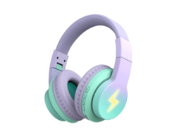 Fones de Ouvido Bluetooth Infantis com Microfone e Luz Led, Fones de Ouvido Supra auriculares, Microfone MDUG (roxo)