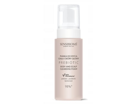 Sensibiome Espuma de Limpeza Corporal Prebiótica para Couro Cabeludo, 150ml Espuma de Banho Dermatológica Floslek