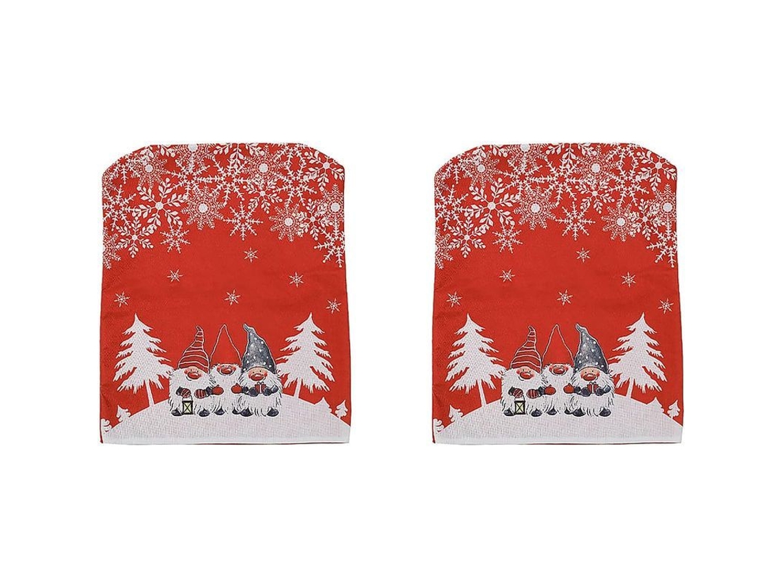 2 Fundas De Respaldo De Silla Navideñas Elásticas Lavables Rojas Para Decoración De Comedor Hogar