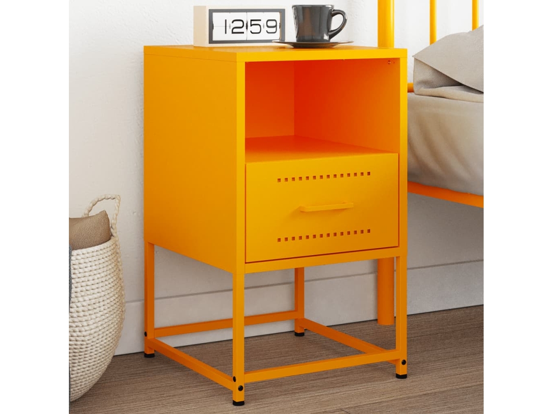 Vidaxl Mesa De Cabeceira 36x39x60,5 Cm Aço Amarelo Mostarda