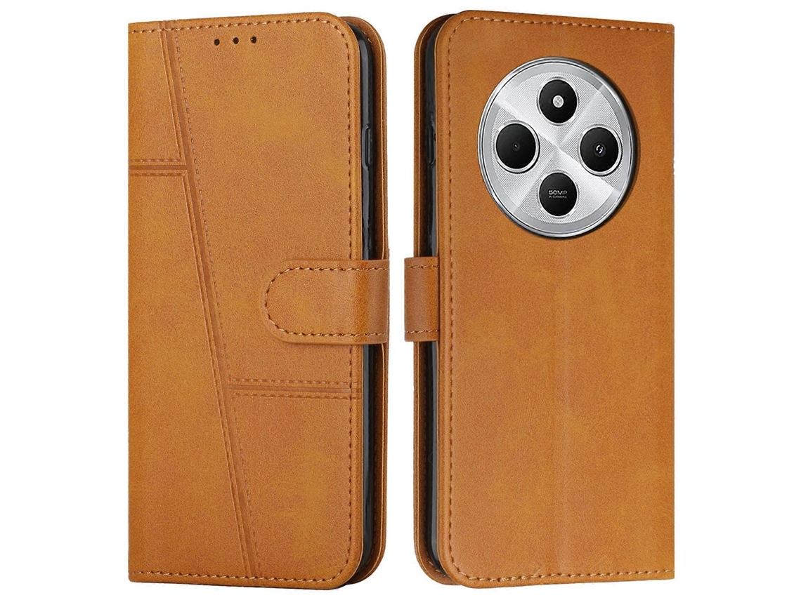 Compre Capa Protetora De Couro Com Suporte Flip Para Xiaomi Poco C75 4g / Redmi 14r 5g / 14c 4g, Amarela