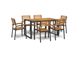 Vidaxl Conj. Jantar P/ Jardim 7 Pcs Madeira De Acácia Maciça E Metal