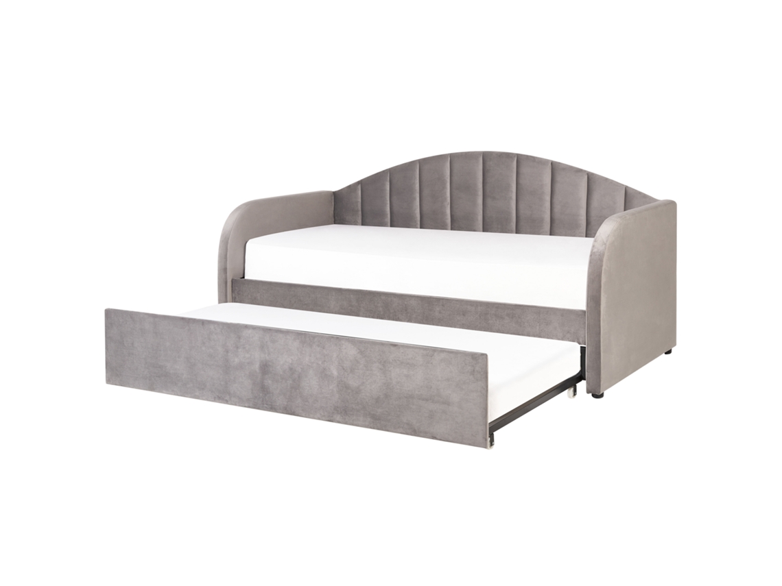 Cama gaveta moderna BELIANI Eyburie de Veludo Cinzento 191x217x102