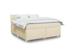 Vidaxl Cama Com Molas/colchão 180x200 Cm Tecido Cor Creme