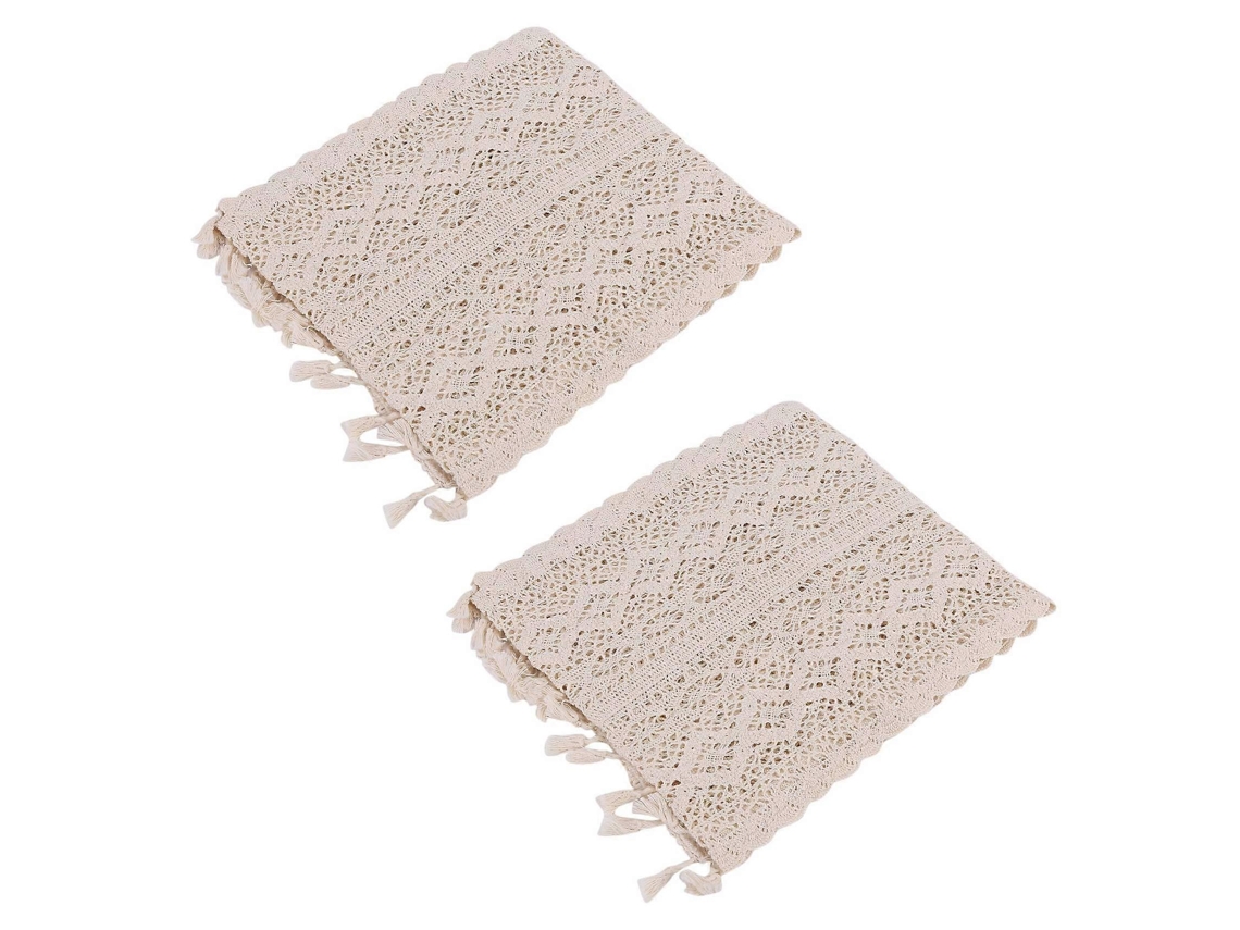 2x Mesa Tênis Macramé Elegante Crochet Lã Decoração Casamento Rustic