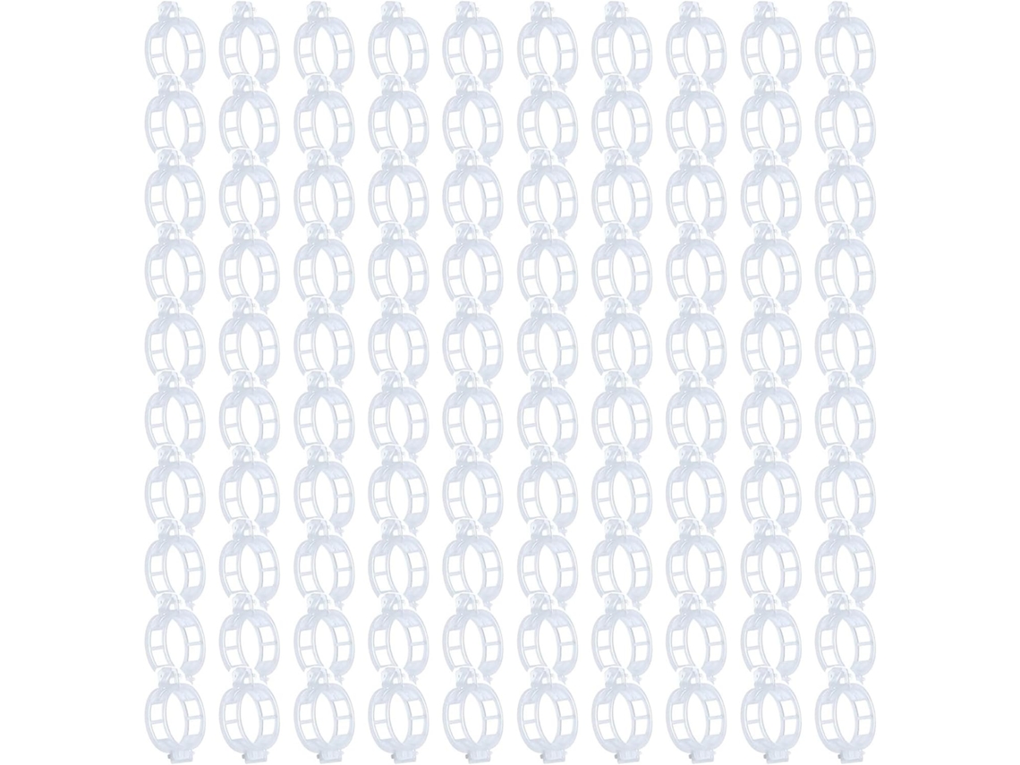 Pacote com 100 Prendedores de Jardim Transparentes para Sistemas Suporte Plantas Trepadeiras, Ideais Hortaliças e Frutas. AQUAFORGE
