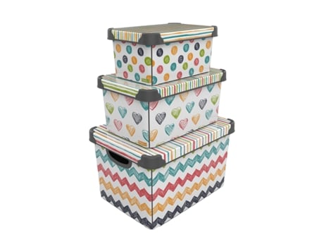 Conjunto de 3 Caixas de Arrumação MYDEKOR (22+10+5 L)