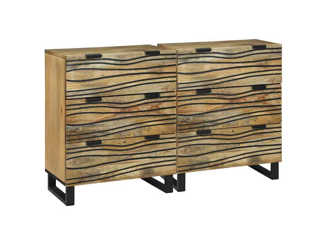 Vidaxl Conjunto De Buffets 2 Unid. Natural 120 X 33 X 75 Cm