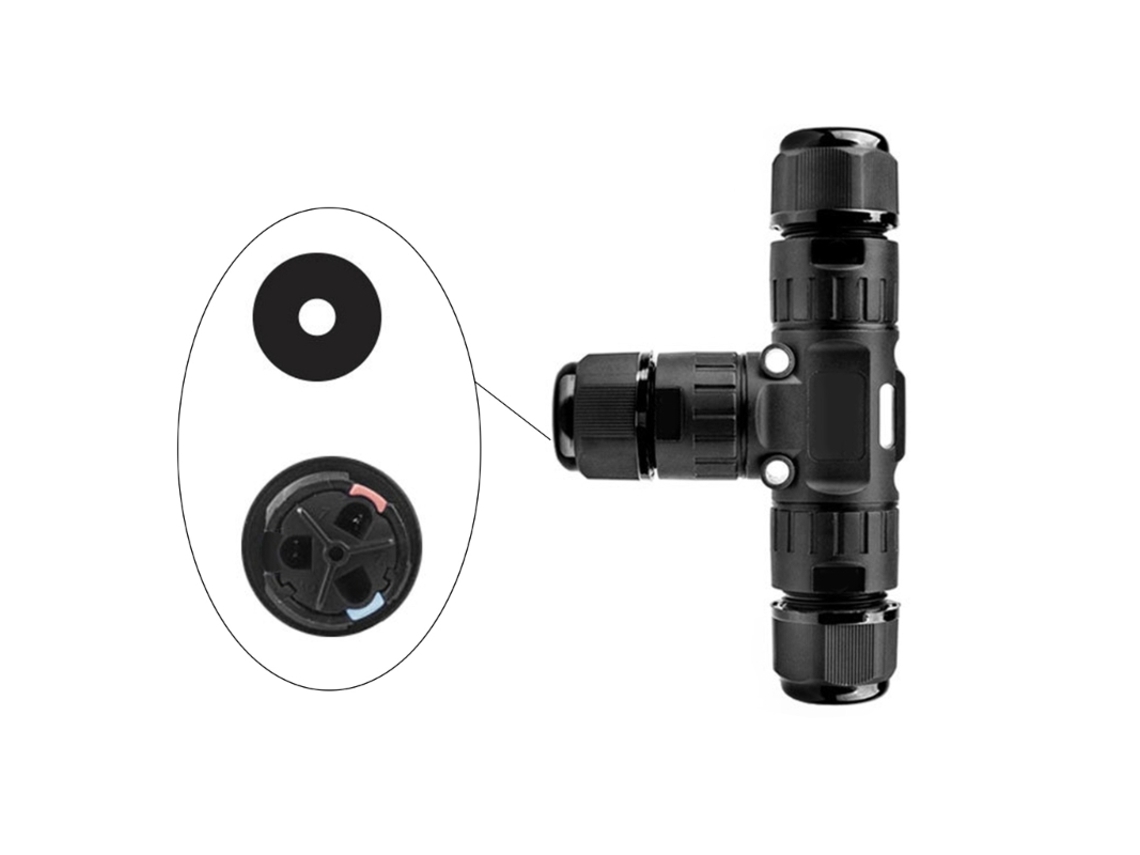 Conector À Prova D'água Ip68 Em Formato De T, Com 3 Pinos, Para Prensa, Cabos, Conexão Rápida Por Parafuso, Terminal Externo À Prova D'água, 2p S