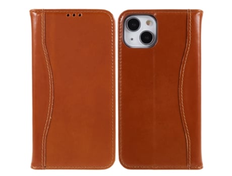 Capa Genuíno Quedas Para Iphone 14 Fierre Shann Pele Magnética Castanho