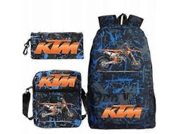 Conjunto Escolar Ktm Cross Mochila, Bolsa E Estojo Para Lápis Aquaforge