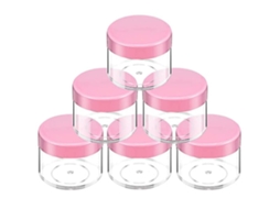 Frascos Plásticos Transparentes Herméticos de 60 Ml com Tampas Azuis para Maquiagem, Cremes, Viagens e Armazenamento Rosa Escuro
