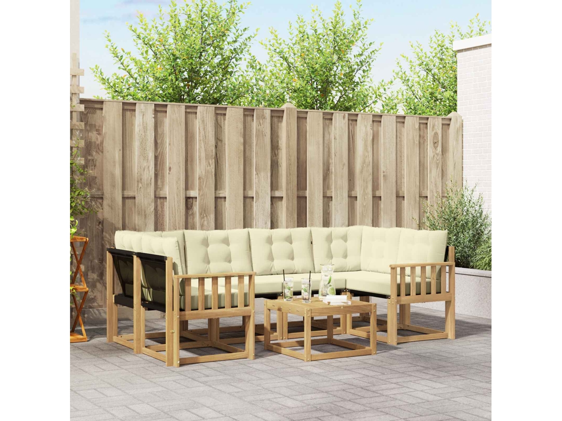 Vidaxl Conjunto De Sofás Para Exterior 7 Unid. Branco E Creme
