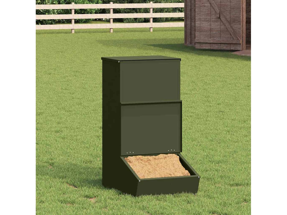 Vidaxl Comedouro Para Porcos Verde Oliva 55 X 38 X 76 Cm 20 Kg