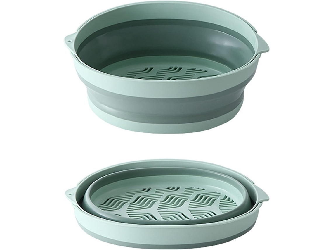 Conjuntos de Coador de Frutas para Lavar 2 em 1 Escorredor de Cozinha Dobrável e Cesto de Drenagem Verde 12,2 X 10,4 X 4,9 Pol. ZMDECQNA