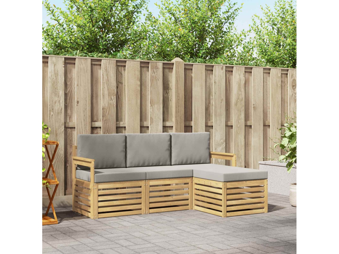 Vidaxl Conjunto De Sofás Para Exterior 4 Unid. Branco E Cinzento-claro